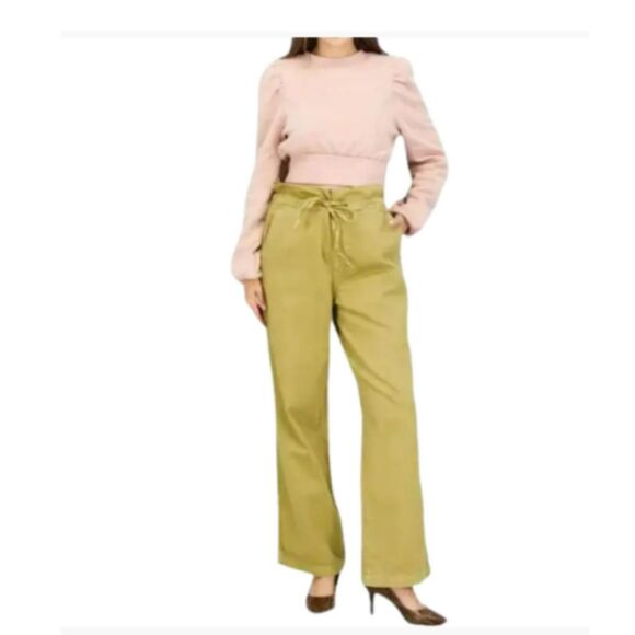 443 Universal Thread Women’s High-Rise Wide-Leg Drawstring Jeans Yellow - Picture 1 of 6